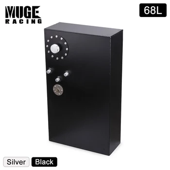 

68L Silver Black Car Fuel Surge Tank Aluminum Oil Catch Can Mirror Polish Universal Racing Modified Fuel Cell with Sensor OCC043