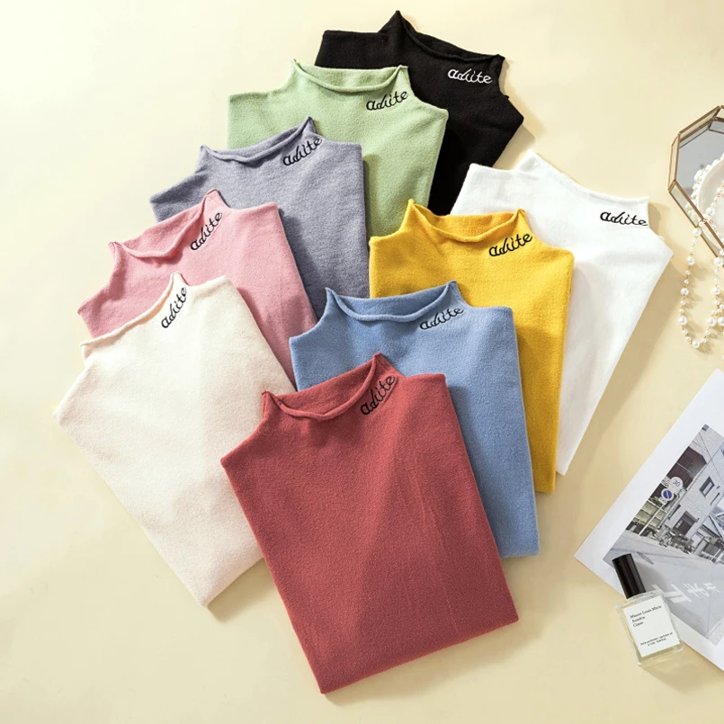 

gkfnmt Women Sweater Letter Embroidery Autumn Soft Sweater Long Sleeve Women White Sweater jumper Pullovers Tricot Pull Femme