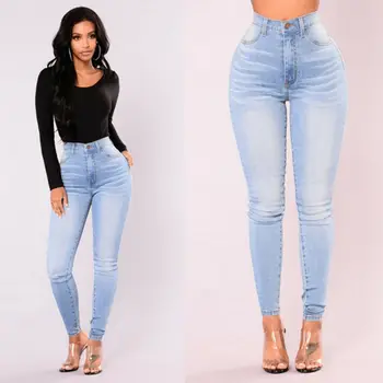 

Fashion Women Casual High Waisted Slim Stretch Denim Jeans Leggings Jeggings Pencil Pants Thin Skinny Jeans Womens Clothing