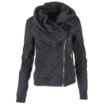 

2019 Winter Casual Women Retro Punk Jacket Black Goth Zipper Outwear Overcoat Pockets Vintage Warm Gothic Coat