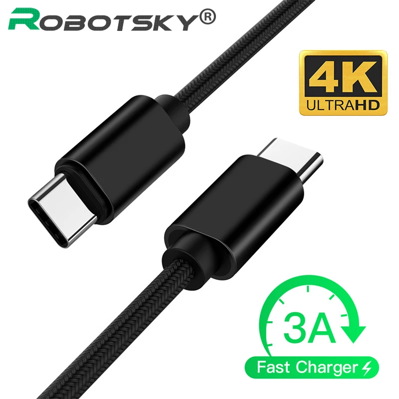 

3A Type C Male to Male USB C to USB-C cable PD Fast charging for Samsung S9 For Huawei P20 For Xiaomi 3 Data sync Charger Cable