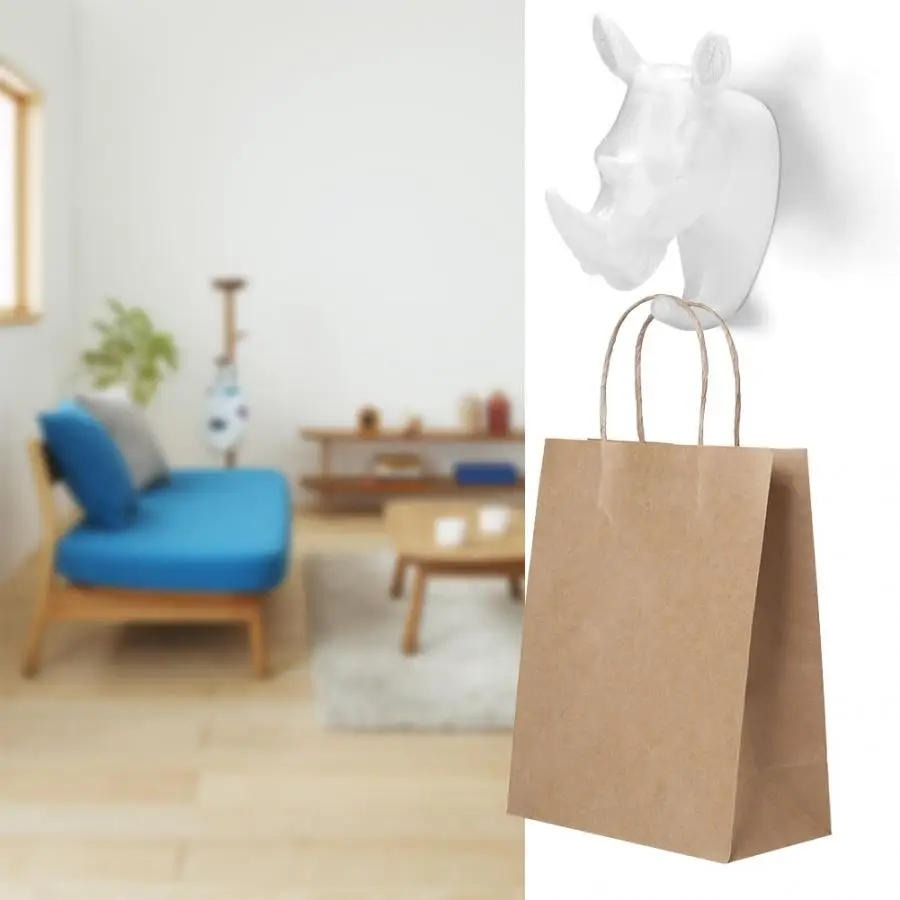 

Wall-mounted Rhinoceros Shape Wall Hanger for Keys Coat Clothes Rack Hanging Hook Hangers Home Decorative Hooks