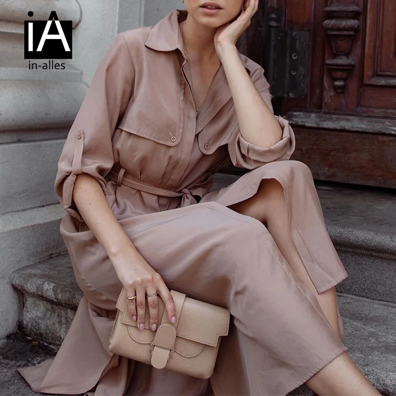 

New Loose Slit Cotton And Linen Shirt Dress Long Dresses Turn Down Collar Casual Shirt Dresses Robe Women Vintage Dress