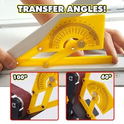 Rapporteur précis et détecteur d'angle, outils de mesure pour le travail du bois 0 ° à 180 ° pour mesurer l'angle extérieur intérieur rapporteur en plastique 