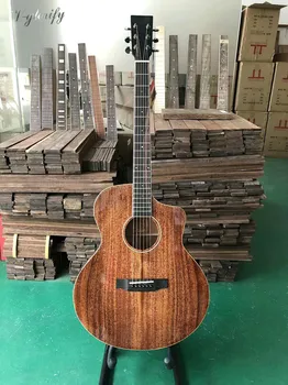 

high quality solid mahogany top JF body acoustic guitar 40 inch high gloss flame okoume wood 6 string folk guitar