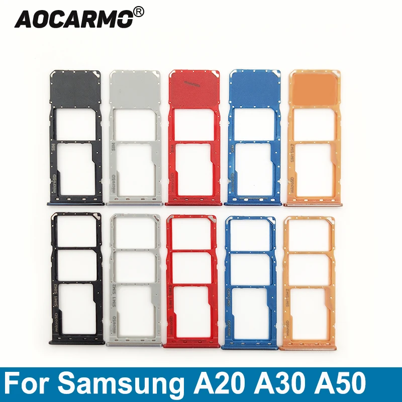 Aocarmo-Tarjeta Sim para Samsung Galaxy A20, A30, A50, Tarjeta SIM Dual, bandeja de plástico Nano SIM, ranura para MicroSD