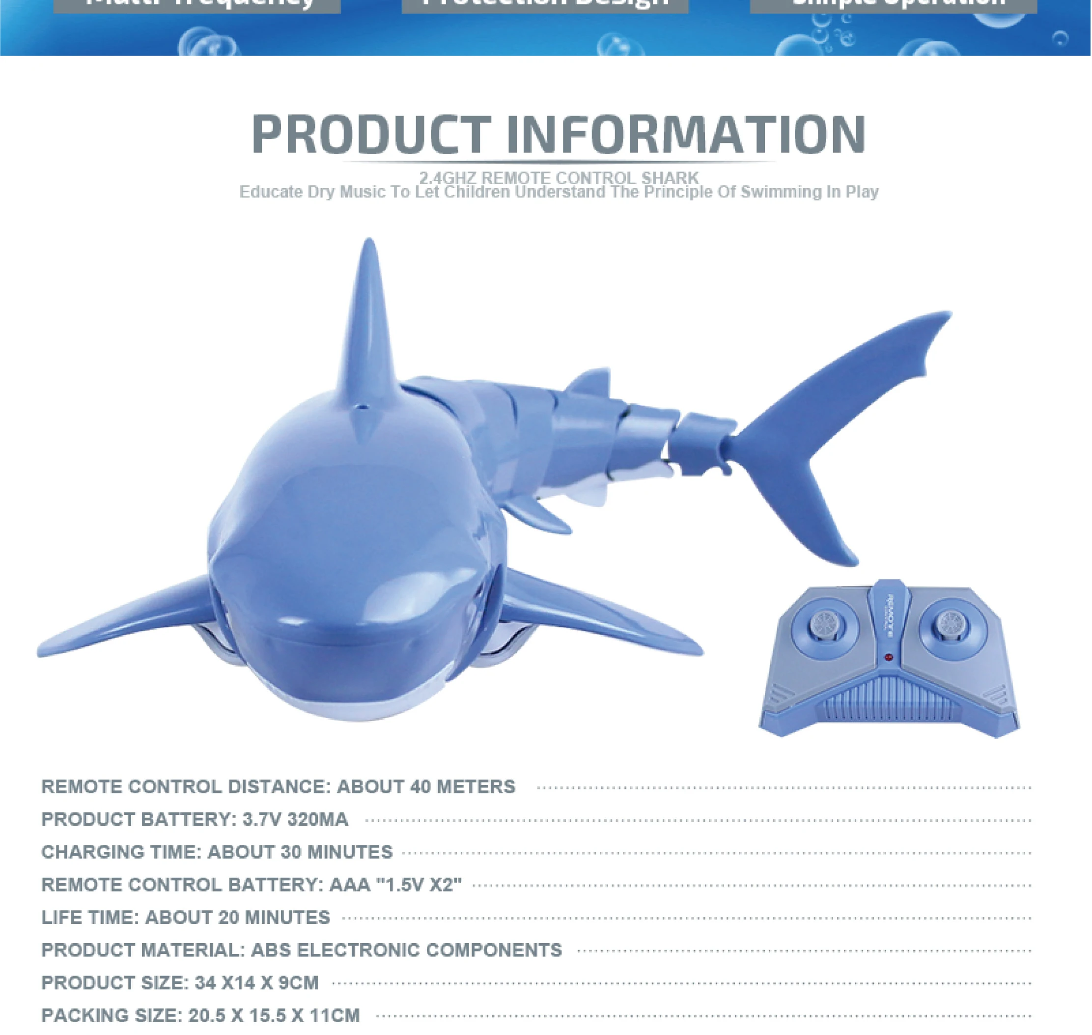 Kid RC Shark Toy Remote Control Animal Robot Bath Tub Pool Electric