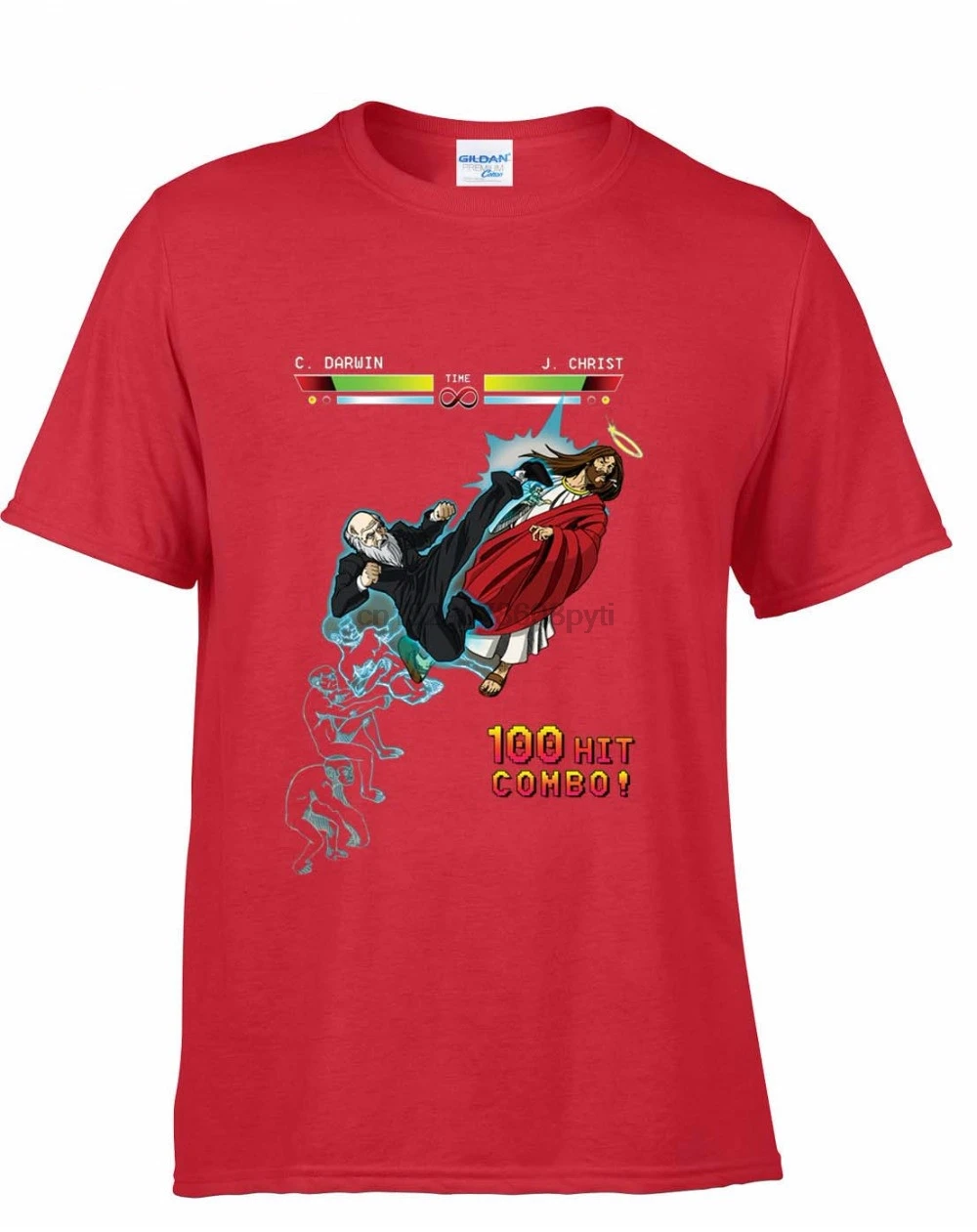 2019 Summer Hot Sale 100% Cotton New Men Fashion T Shirt Jesus Vs Darwin Game Fans Casual Tee |