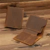 Vintage Men Leather Wallet Credit Id Card Holder Crazy Horse Leather Small Wallets for Men Money Case 1