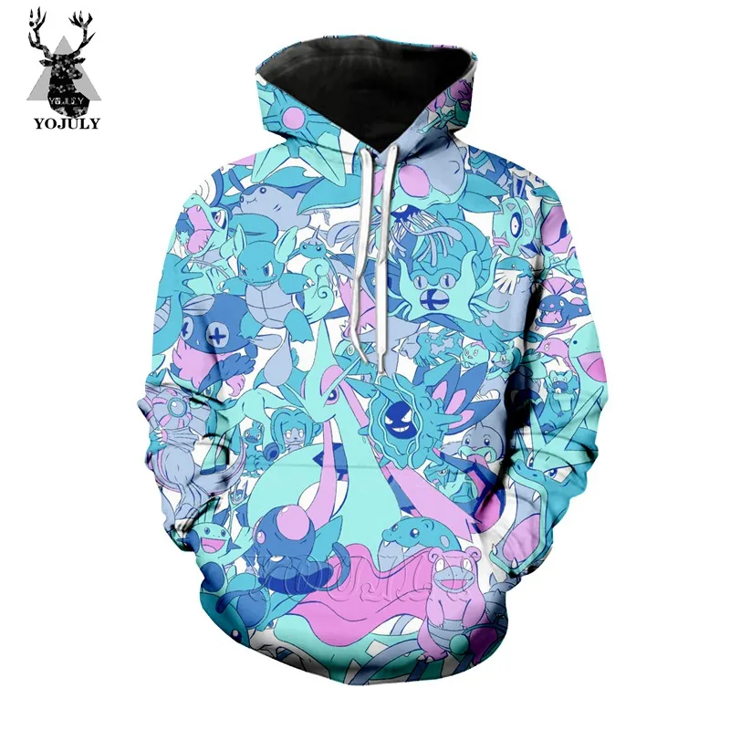 Покемон толстовки Мода off white Мужская толстовка 3d принт Аниме Пикачу топы хип хоп Уличная странные вещи пуловер 8 - Цвет: 11