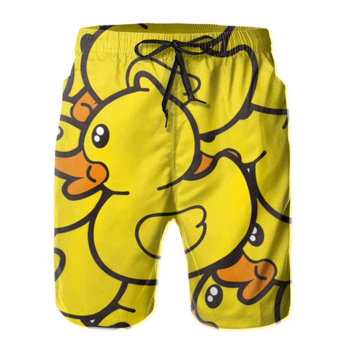 Bañadores cortos de dibujos animados para hombre, ropa de baño de pato amarillo de dibujos animados, celebridad Web, Verano