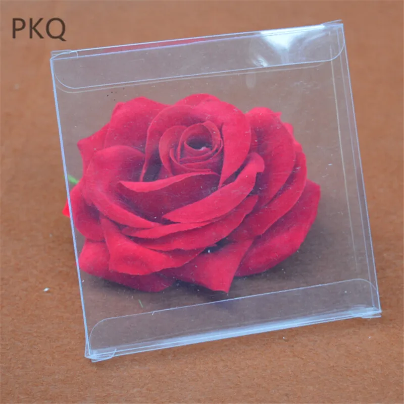 

10pcs 7.5*7.5*1cm Square Transparent PVC Packaging Gift Box Postcard Storage Display Box Suitable For Wedding Candy Box