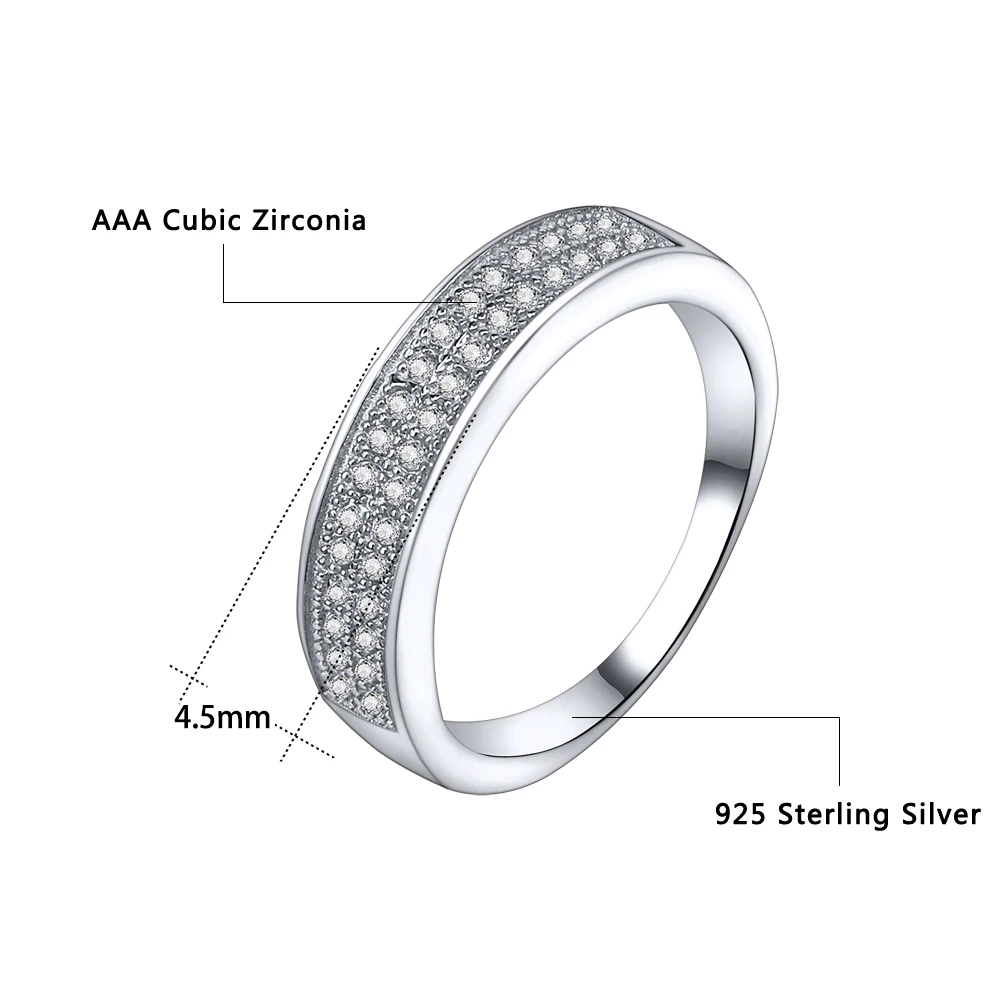 ZEMO 925 Sterling Silver Crystal Rings with CZ for Women Shinning Rhinestone Engagement Wedding Statement Finger Rings anel