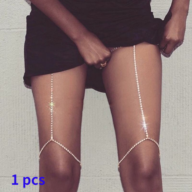 Sexy Crystal Chest Leg Chains Rhinestone Thigh High Chain Summer Bikini Body Harness Jewelry Sexy Rock Women Accessories