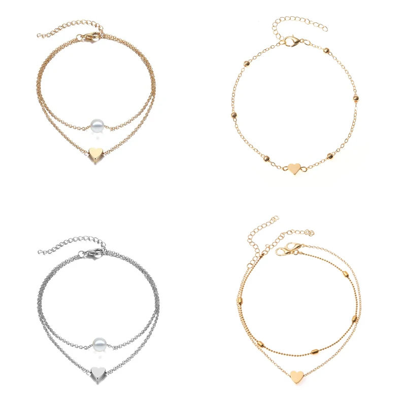 Простые браслеты золотистого и серебряного цвета для женщин звенья цепи бусы