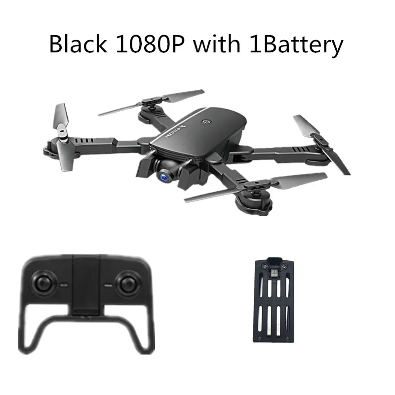 Дрон FN 1808, новое поколение, изображение с автоматическим отслеживанием, Wi-Fi, FPV, Радиоуправляемый Дрон, 20 минут, 720P камера, оптический поток, пульт дистанционного управления, вертолет - Цвет: Black-1080P-1BT