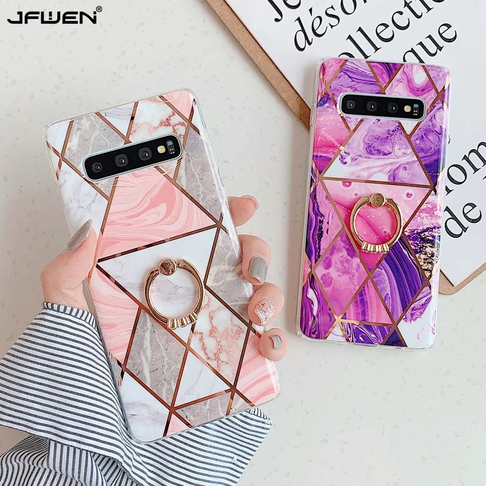 Мраморный чехол для телефона с кольцом на палец Samsung Galaxy S20 Ultra Note 10 S10 S9 S8 Plus S10E A70 A50
