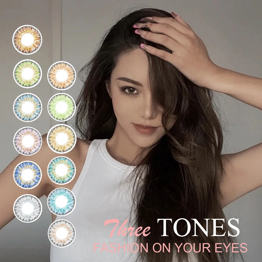 

Fashion On Your Eyes Classic 12 Colors Contact Lenses Color Lens Green Gray Blue Contacts 3Tones Contact Lenses For Eyes Yearly