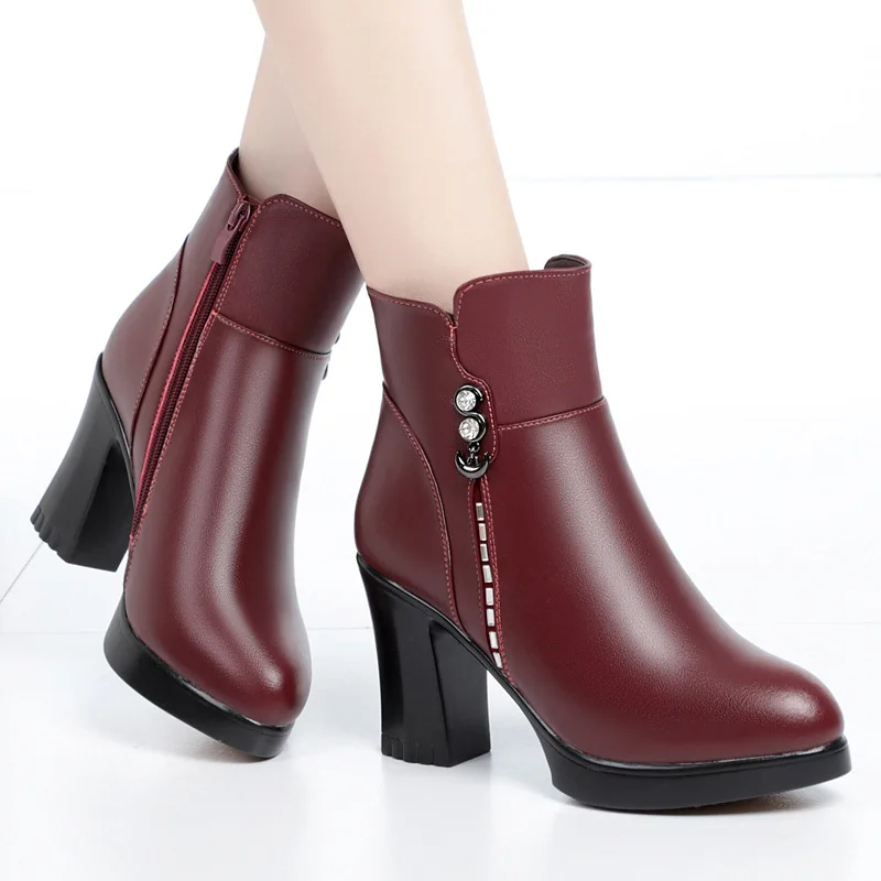 

2019 Winter New Style WOMEN'S Boots High Heel Chunky-Heel Fashion Waterproof Platform plus Velvet Warm Cotton-padded Shoes Femal