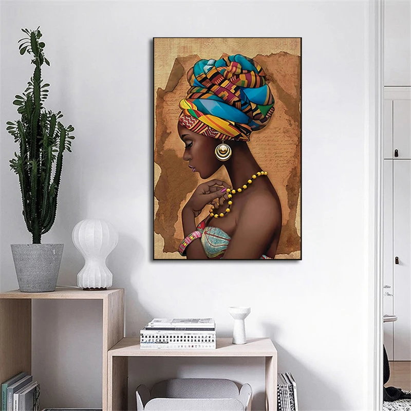 AFRICAN WOMEN WITH TRADITIONAL JEWELRY WALL ART