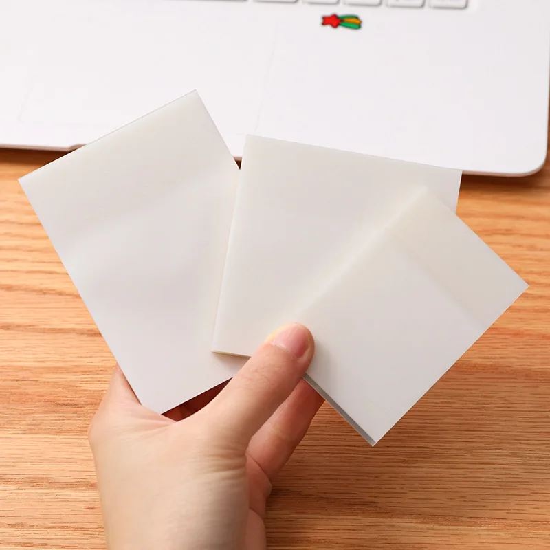 50 Sheets 3 * 3 Inch Transparent Sticky Notes Waterproof PET Memo Clear Sticky Notes Paper Students Notepad Creative Stationery