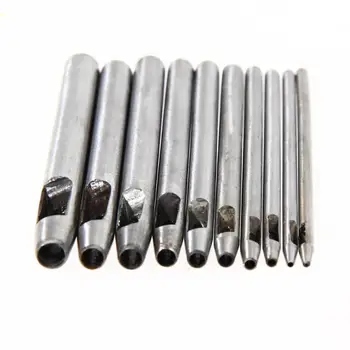 

10pcs Stainless Steel Leather Puncher Hole Craft Kit Set Hollow Puncher Belt Drilling Leather Craft Tool