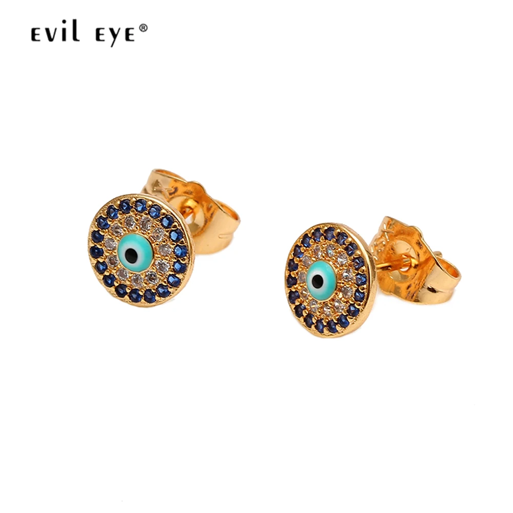 EVIL EYE синие серьги-гвоздики с цирконием золотого и серебряного цвета микро проложить турецкий глаз серьги ювелирные подарки для женщин девушек EY6515