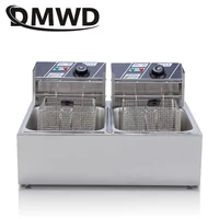 Commercial Double Two Cylinder Electric Deep Fryer French Fries Oven Hot Pot Fried Chicken Grill Frying Machine Pan 2 Oil Tanks 1