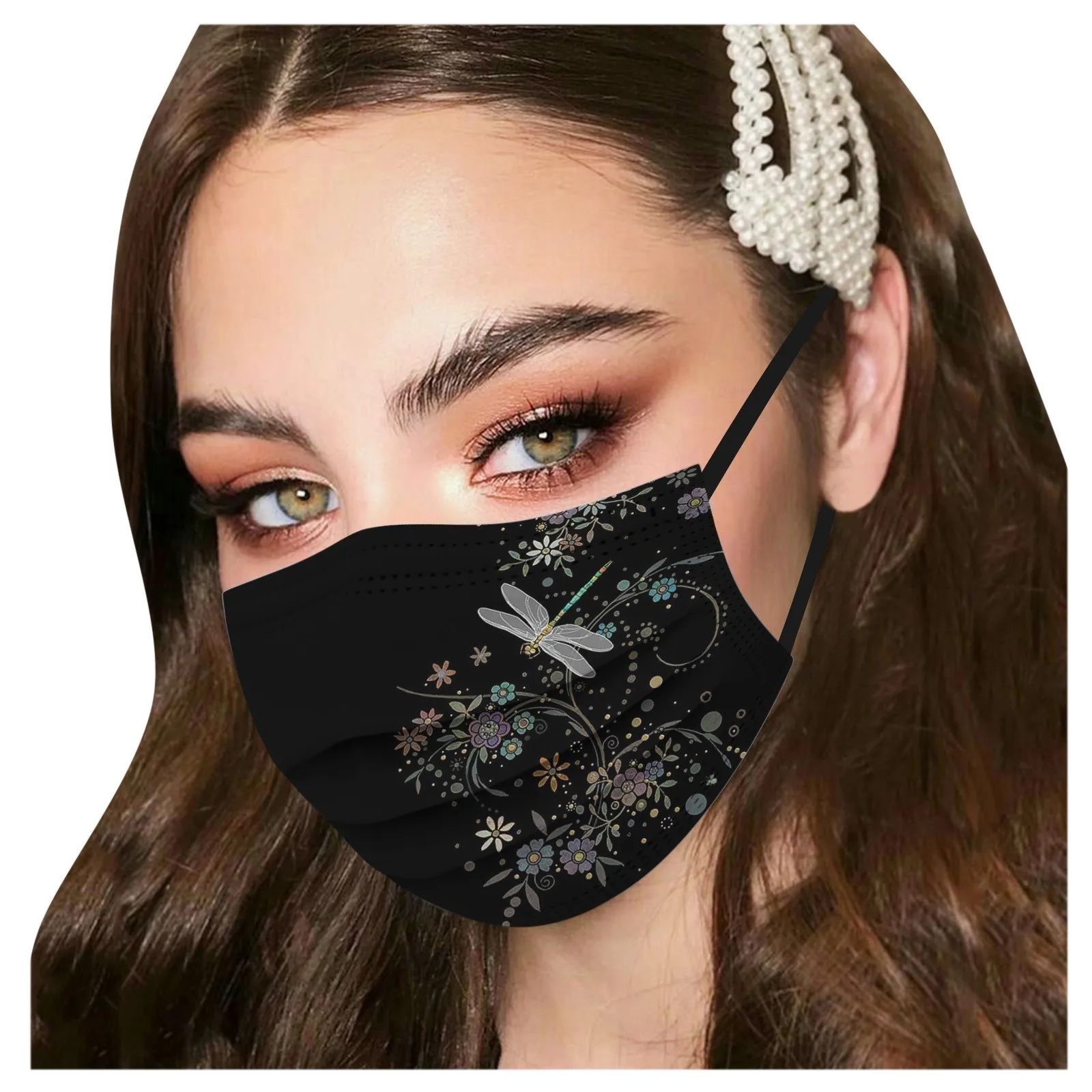 Face Mask Adult Women Man Colorful Dragonfly Printed Disposable 10pcs 3ply Filter Ear Loop Face Sheild