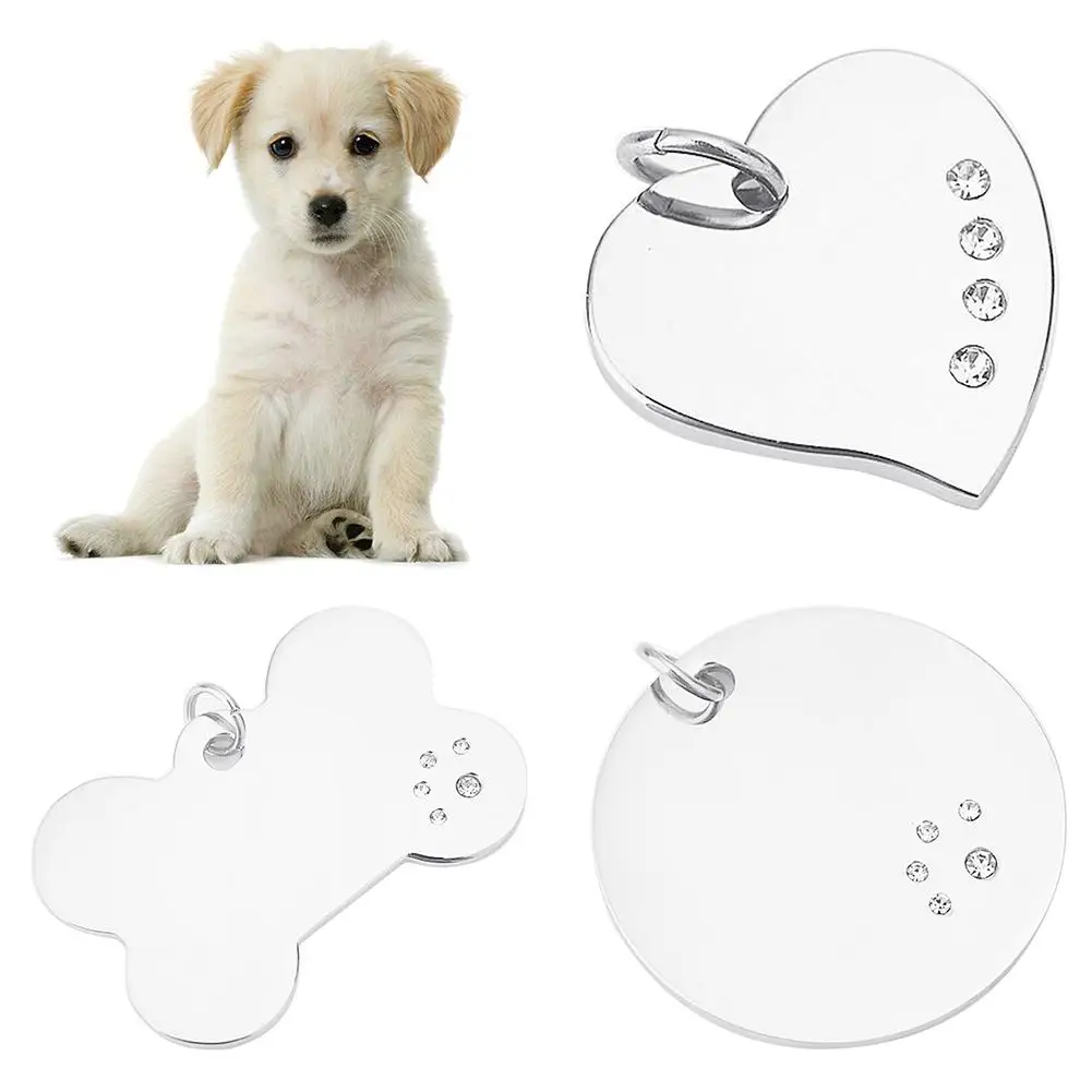 

Heart Bone Shape Dog Product Stuff Engraved ID Name Collar Pendant Plate Collar Decoration