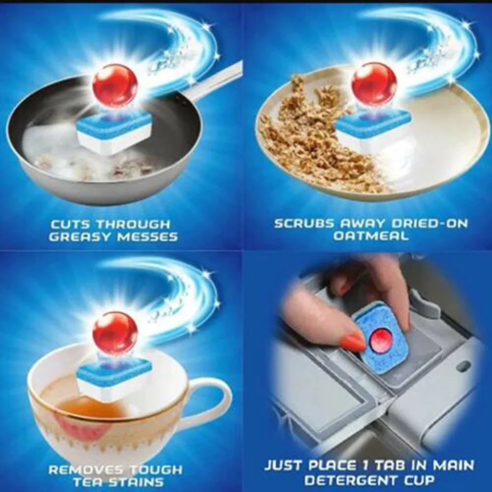 30pcs Dishwashing Tablet Dishwasher Detergent Dishes Tabs Cleaning