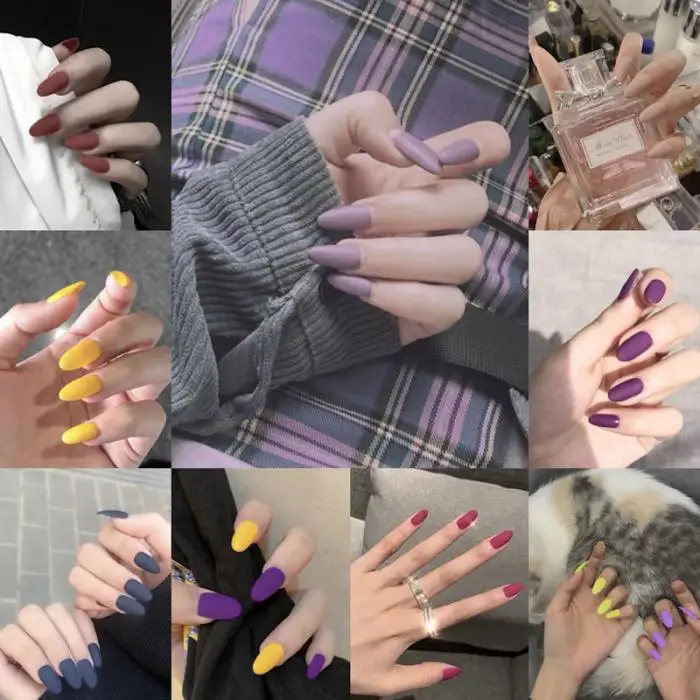 Новые одноцветные матовые надавливающие ногти, Модные Цветные ножные наконечники для ногтей для девочек, сделай сам, искусственные ногти с клеевой наклейкой на ногти