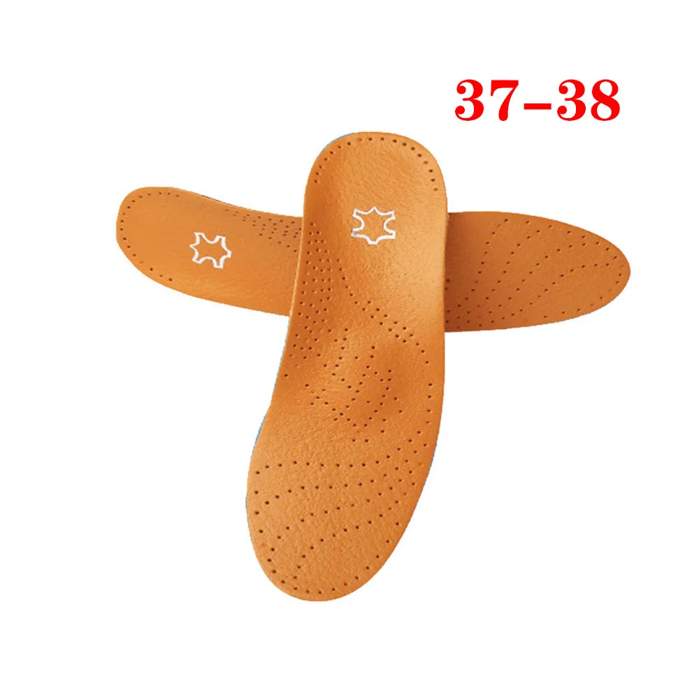 37-38 1 Pair Unisex Orthotic Flatfoot Shoe Insoles Leather High Arch Support Orthopedic Pad for Correction OX Leg Health foot Care - Цвет: 37-38