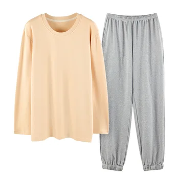 

XIFER Autumn and Winter Couples Cotton Pajamas Round Neck Casual Long-sleeved Pullover Home Service Sleepwears Plus Size Pajamas