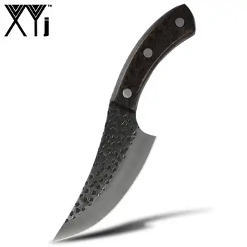 

XYj Small Boning Knife 4Cr13 Stainless Steel Chicken Wing Wooden Curved Handle Multifunctional Sharp Kitchen Knife Outdoor Knife