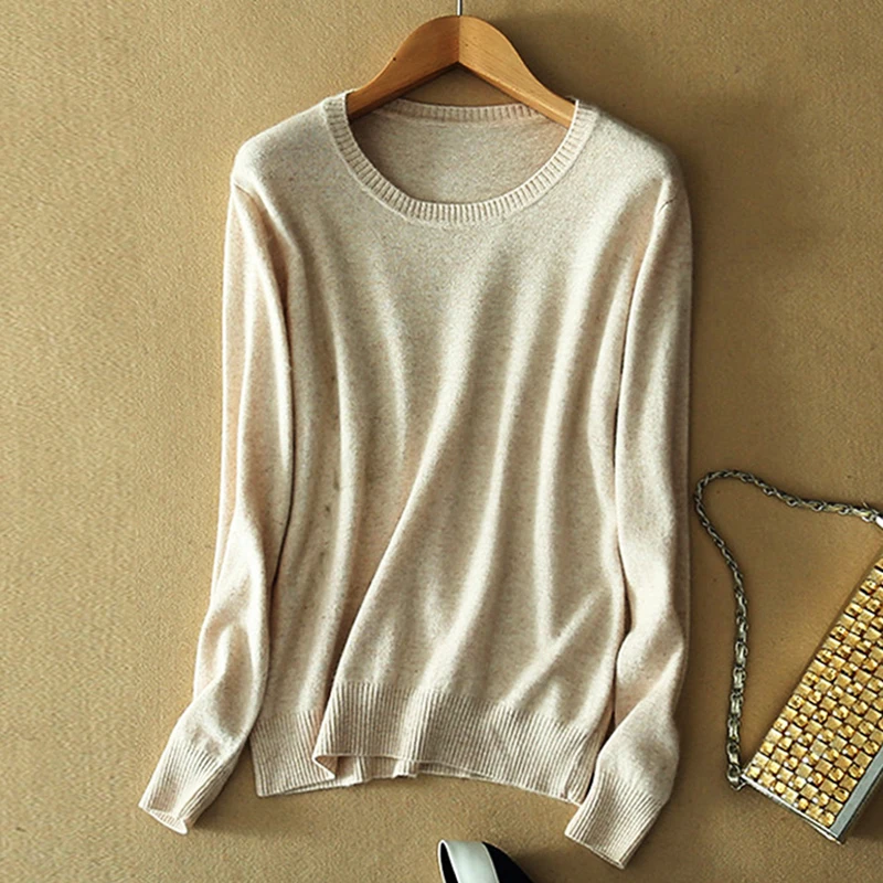 Soft Cashmere Sweaters Long Sleeve Pullovers For Women Autumn Winter Solid Color Knitwear O-Neck Wool Knitted Brand Tops Jumpers