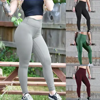 

Sports Women Solid Color Push Up High Waist Leggings Skinny Pants Tights