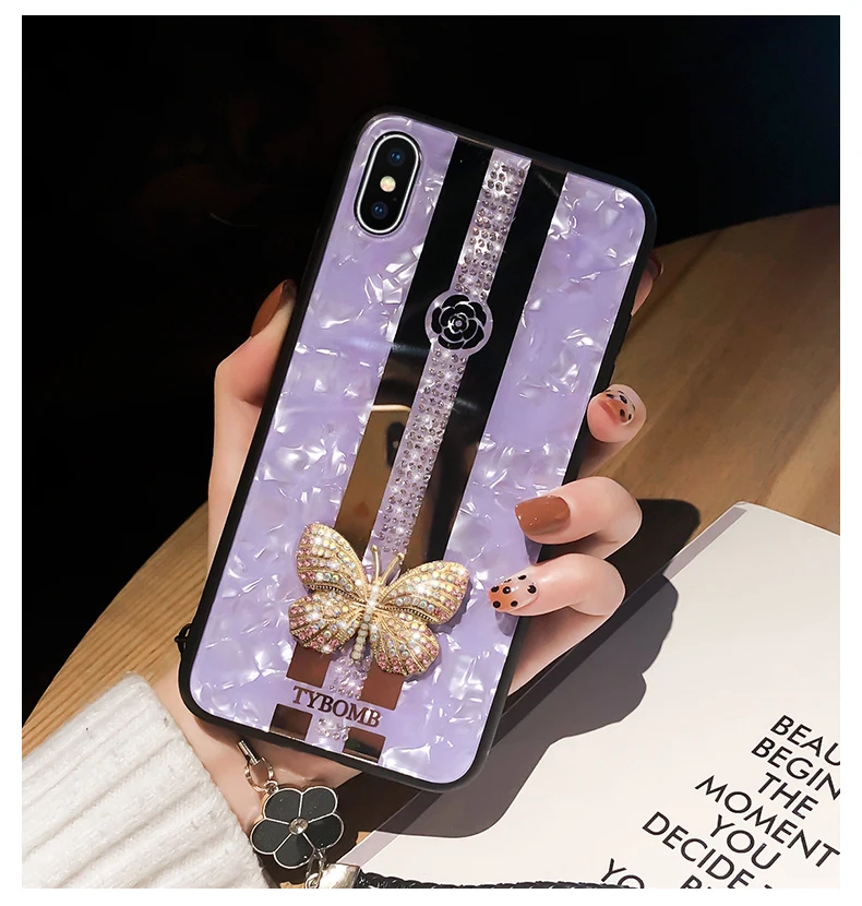 Роскошный креативный зеркальный Модный чехол с 3d-рисунком бабочки для iPhone X XR XS MAX