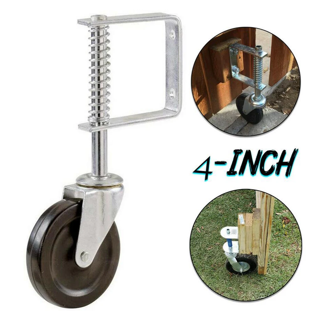 1x 4in Spring-Loaded Door Wheel/Silent Furniture Rubber Wheel Casters 60kg