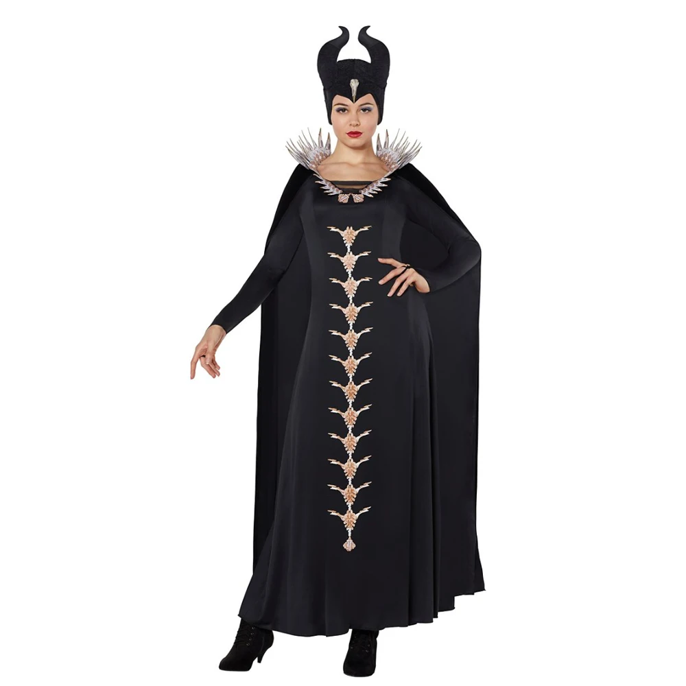 Eraspooky на фильм «Малефисента» 2 Косплей Хэллоуин костюм для женщин взрослых Малефисента рога черный мантия для королевы плащ партии маскарадный костюм - Цвет: Maleficent 2
