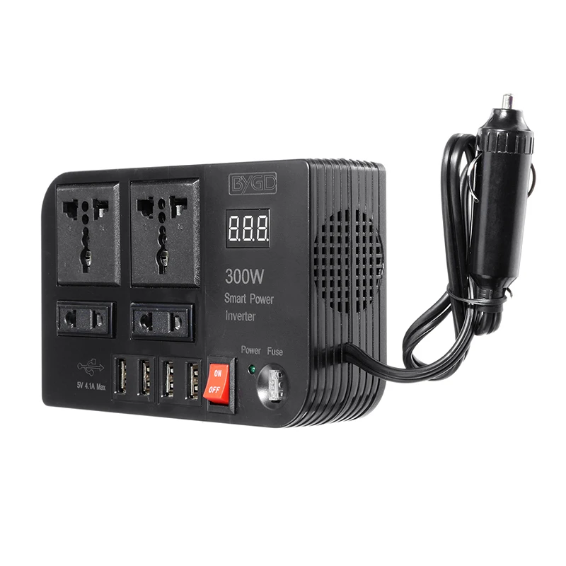 4 USB 300 Вт DC 12 В в AC 220 В светодиодный автомобильный инвертор зарядное устройство конвертер адаптер модифицированный синусоидальный волновой трансформатор+ прикуриватель