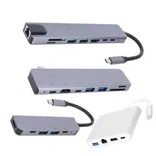 4/5/6/7/8 Порты в 1 взаимный обмен данными между компьютером и периферийными устройствами концентраторы TYPE-C концентратор Gigabit LAN док-станция USB C на HDMI адаптер Convertort для Тетрадь компьютер ПК
