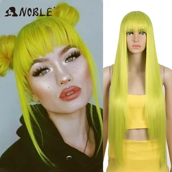 

Noble Cosplay Synthetic Wig Long Straight Wig Pink Green Purple Colored Wig Wigs For Women Cosplay Wig Heat Resistant For Women