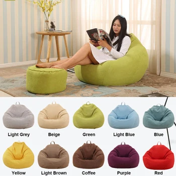 

Lazy Sofa Bean Bag Chairs Pouf Puff Couch Lounger Cover Home Decoration Linen Cloth Lounger Couch Tatami Living Room