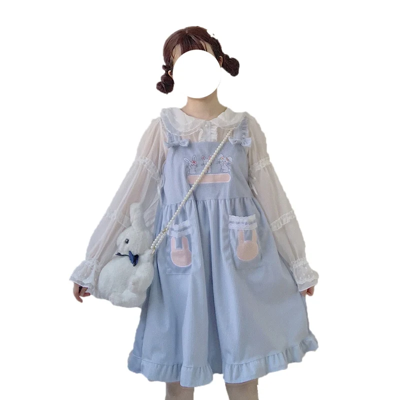 Girl Lolita Kawaii Bunny Pink Overalls 