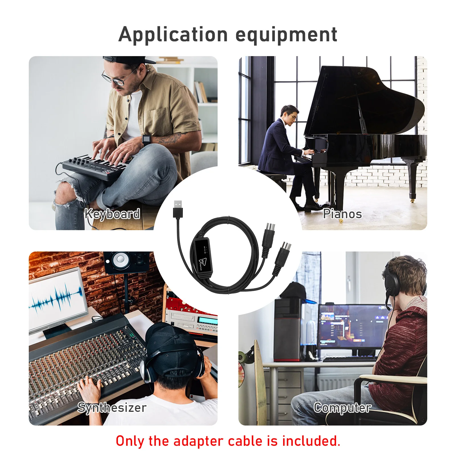 IVU CREATOR MIDI Universal Cable 5 Pin MIDI to USB/Type C Cable Converter Adapter Compatible varios OS adaptadores Plug and play