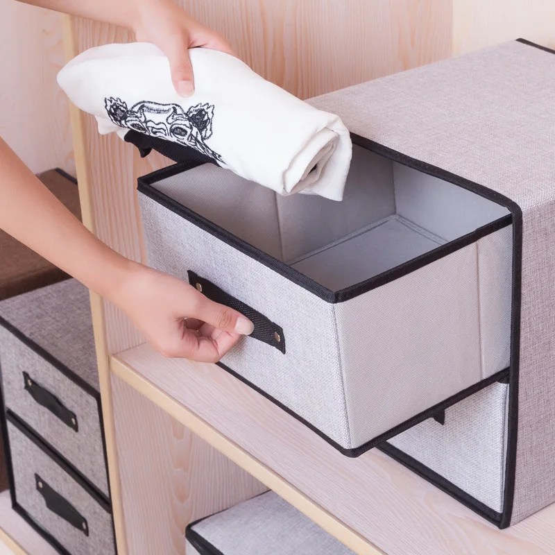 LUDA Foldable Storage Box for Clothes Laundry Underwear Storage Box Polyester Fabric Drawer Storage Bag Storage Container