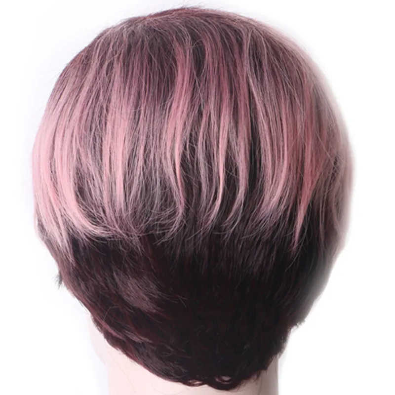 WoodFestival женский короткий парик косплей смешанные цвета волосы синтетические парики термостойкие