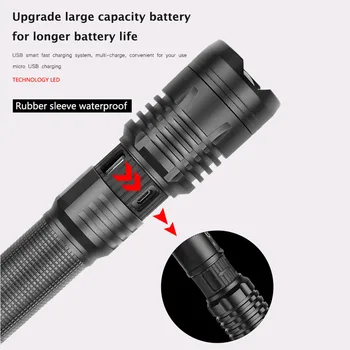 

3 Modes Outdoor Telescopic Zoom Torch Waterproof 2500LM XHP 90 LED Flashlights Handheld Spotlight Lantern Flashlight