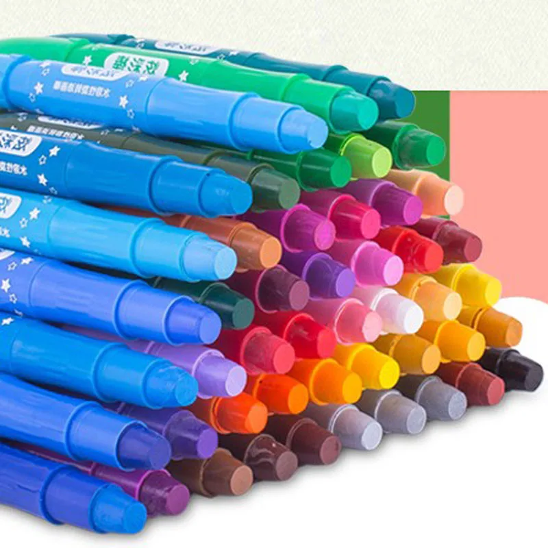 Child Rotating Washable Drawing Crayon Set Baby Bathroom Easy Erase Oil Pastel Silky Crayons Pencil for Kid 12/24/36Color | Канцтовары